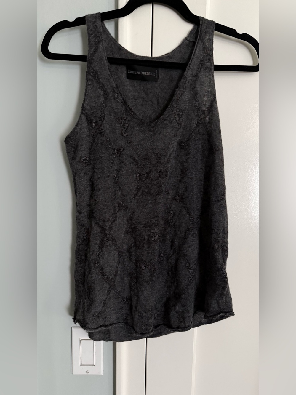Zadig & Voltaire Charcoal Gray Sleeveless Knit Tank